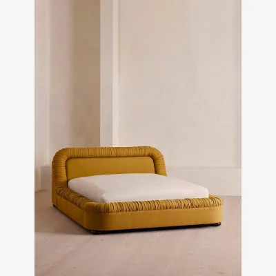 Soho Home Vara Bed, Emperor, Linen, Turmeric, UK