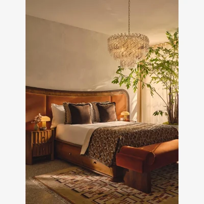 Soho Home Alana Bed, King, Velvet, Antique Rose