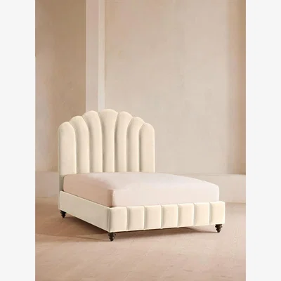 Soho Home Manette Bed, Emperor, Velvet, Porcelain