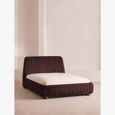 Soho Home Vivienne Bed, King, Velvet, Aubergine, UK