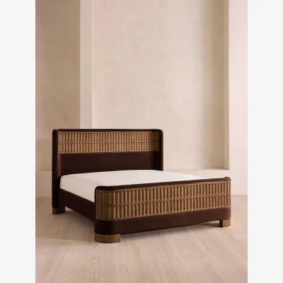 Soho Home Devon Bed, King, Velvet, Chocolate