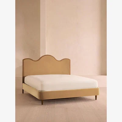 Soho Home Aubrey Bed, King, Velvet, Camel