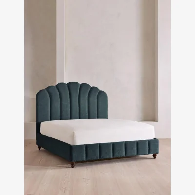 Soho Home Manette Bed, Double, Linen Chenille, Deep Teal, UK