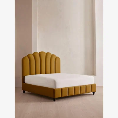Soho Home Manette Bed, with Twisted Cord, King, Linen, Turmeric, UK