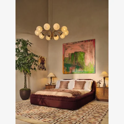 Soho Home Vara Bed, Super King, Linen Chenille, Bordeaux