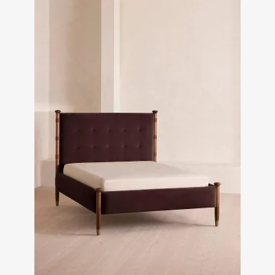 Soho Home Paolo Bed, King, Velvet, Aubergine, UK