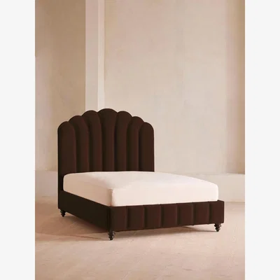 Soho Home Manette Bed, Double, Velvet, Chocolate