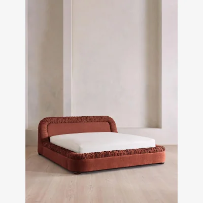 Soho Home Vara Bed, King, Linen Chenille, Rust