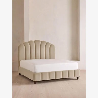 Soho Home Manette Bed, with Twisted Cord, Super King, Velvet, Oyster, UK