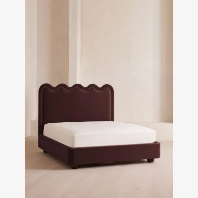 Soho Home Tristan Bed, Emperor, Velvet, Aubergine, UK
