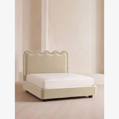 Soho Home Tristan Bed, Super King, Velvet, Oyster, UK