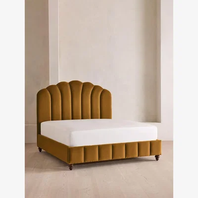 Soho Home Manette Bed, with Twisted Cord, King, Velvet, Mustard