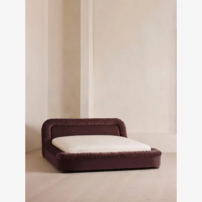 Soho Home Vara Bed, Emperor, Velvet, Aubergine, UK