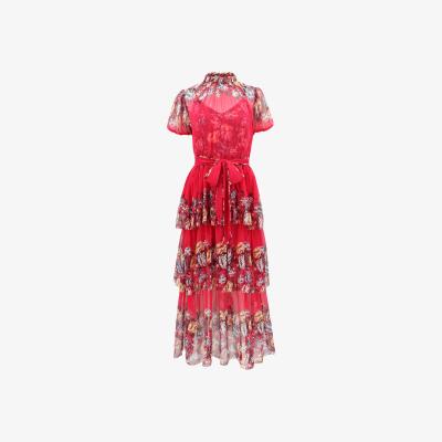 Wolf & Badger Women's Pink / Purple / Red Daphne Dress - Pink Rose Bed | Large | Christy Lynn