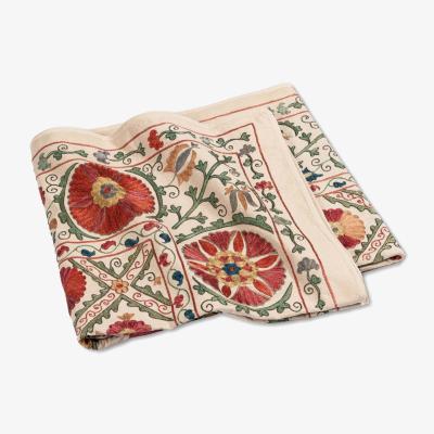 Wolf & Badger Green / Blue / Yellow Bukhara Suzani Silk Embroidered Bed Runner By Mindthegap