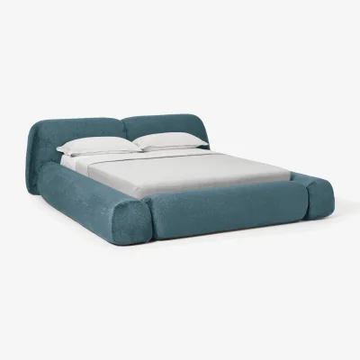 Westwing Upholstered Teddy Bouclé Bed Wolke with Storage