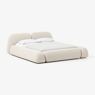 Westwing Upholstered Bouclé Bed Wolke