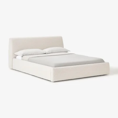 Westwing Bouclé Upholstered Bed Cloud