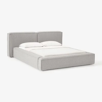 Westwing Bouclé Upholstered Bed Lennon with Storage Space