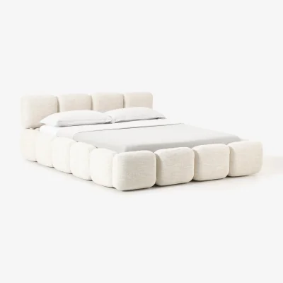Westwing Bouclé Upholstered Bed Tayla with Storage Space