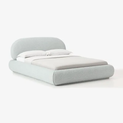 Westwing Bouclé Upholstered Bed Alba with Storage