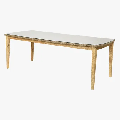 Amara A by AMARA - Outdoor Rattan Dining Table with Glass Top