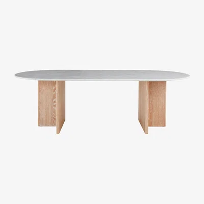 Amara Jonathan Adler - Brussels T-Base Dining Table - Marble/Oak