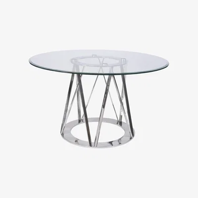 Artisanti Timo Stainless Steel & Glass Round Dining Table