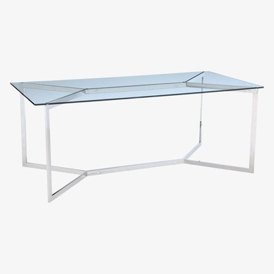 Artisanti Shefford Stainless Steel and Glass Dining Table