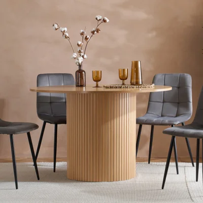 Arighi Bianchi Tiffany Round Fluted Dining Table, Oak