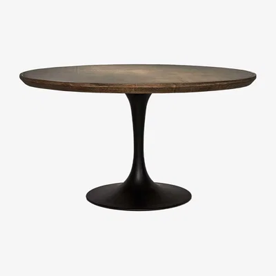 Barker and Stonehouse Talula Tulip Dining Table With Brass Top 140x76cm, Brown | Barker & Stonehouse