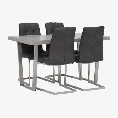 Barker and Stonehouse Halmstad 135cm Dining Table & 4 Ericka Chairs, Grey | Barker & Stonehouse