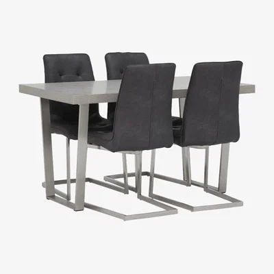 Barker and Stonehouse Halmstad 135cm Dining Table & 4 Ericka Chairs, Grey | Barker & Stonehouse
