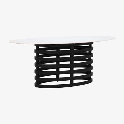 Barker and Stonehouse Nero Dining Table, White Marble | Barker & Stonehouse