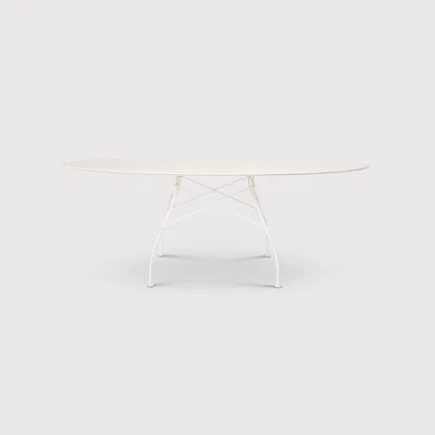Barker and Stonehouse Kartell Glossy 128cm Round Table, Round, White | Barker & Stonehouse