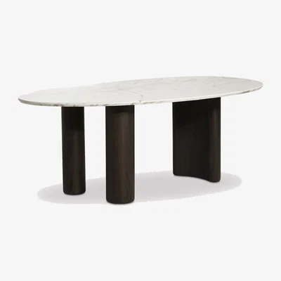 Barker and Stonehouse Nord Dining Table-9mm Ceramic Marble Effect, Round, White | Barker & Stonehouse