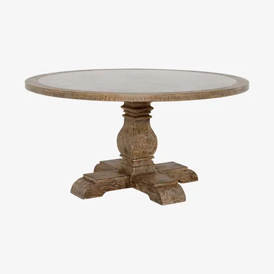 Barker and Stonehouse Woolton 152cm Round Dining Table, Mid Burnt Oak and Bluestone