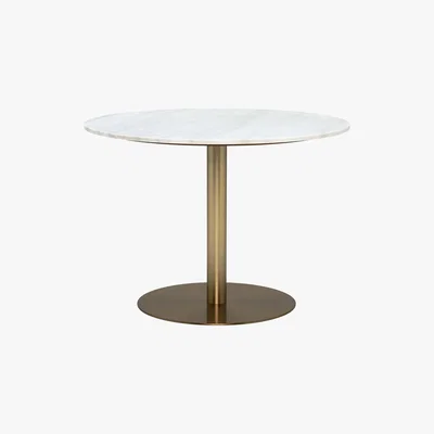 Barker and Stonehouse Apollo Dining Table, White Marble and Brushed Brass