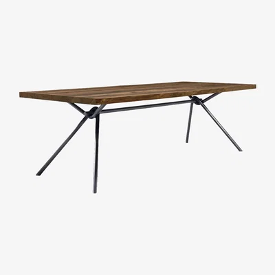 Barker and Stonehouse Riva 1920 Iron Light Square Dining Table, Walnut and Iron Dust