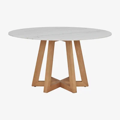 Barker and Stonehouse Shiloh Round Dining Table, White Marble | Barker & Stonehouse