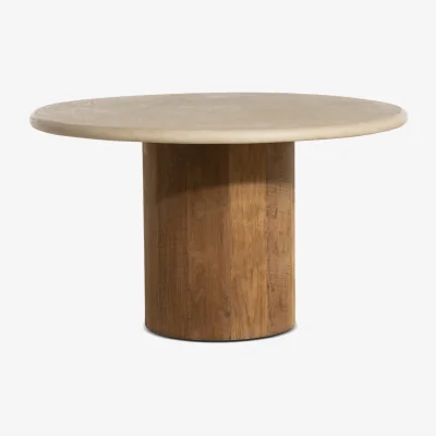 Barker and Stonehouse Panama Round Dining Table 120x120x77cm, Round, Brown Stone Effect | Barker & Stonehouse