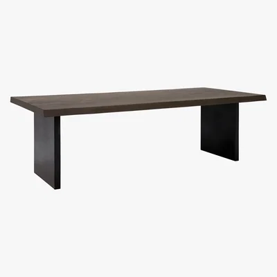 Barker and Stonehouse Alamo Dining Table with Live Edge and Tango Metal Legs, Carbon