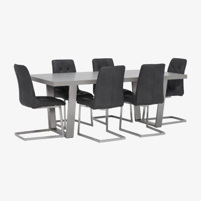 Barker and Stonehouse Halmstad 200cm Dining Table & 6 Ericka Chairs, Grey | Barker & Stonehouse