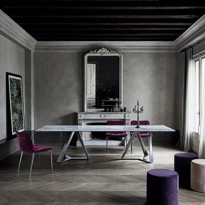 Barker and Stonehouse Bontempi Millennium XXL Dining Table, White Marble | Barker & Stonehouse