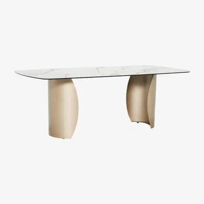 Barker and Stonehouse Nova Dining Table 220x100x76cm, Gold | Barker & Stonehouse