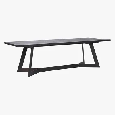 Barker and Stonehouse Timothy Oulton Scorched Dining Table, Burnt Ash and Dark Bronze