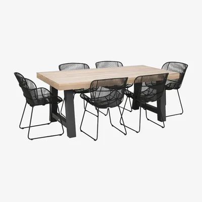 Barker and Stonehouse Beach Garden Dining Table & 6 Butterfly Dining Armchairs, Neutral | Barker & Stonehouse