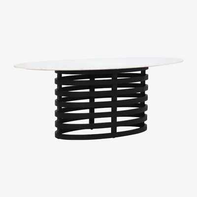 Barker and Stonehouse Nero Dining Table, White Marble