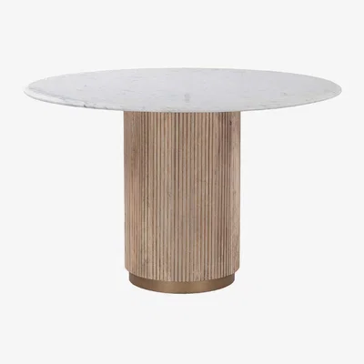Barker and Stonehouse Fuji Round Table, Round, Neutral Marble | Barker & Stonehouse