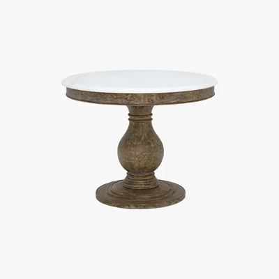 Barker and Stonehouse Woolton Round Dining Table, White Marble and Mid Burnt Oak